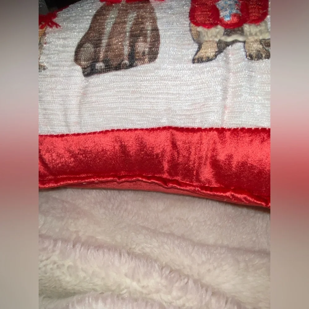 Martha Stewart Holiday Christmas Dogs Print Throw Pillow Triangle Dopamine